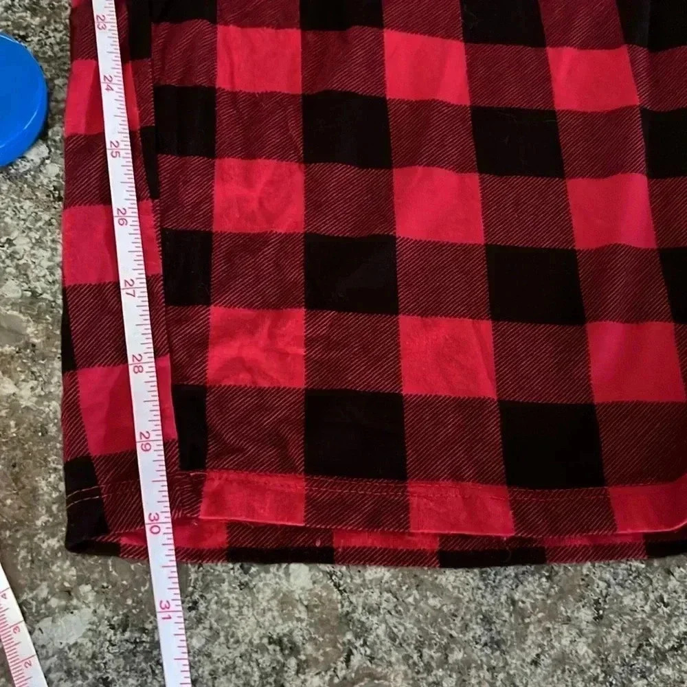EUC Soma Pajama Set Buffalo Plaid w Solid Red Long Sleeve Top Soft Cozy Size XXL - Picture 7 of 9